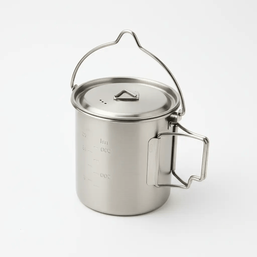 750ml Stainless Steel Camp Cook Pot with Lid & Hanging Hook - Fire & Gas Compatible – view 1