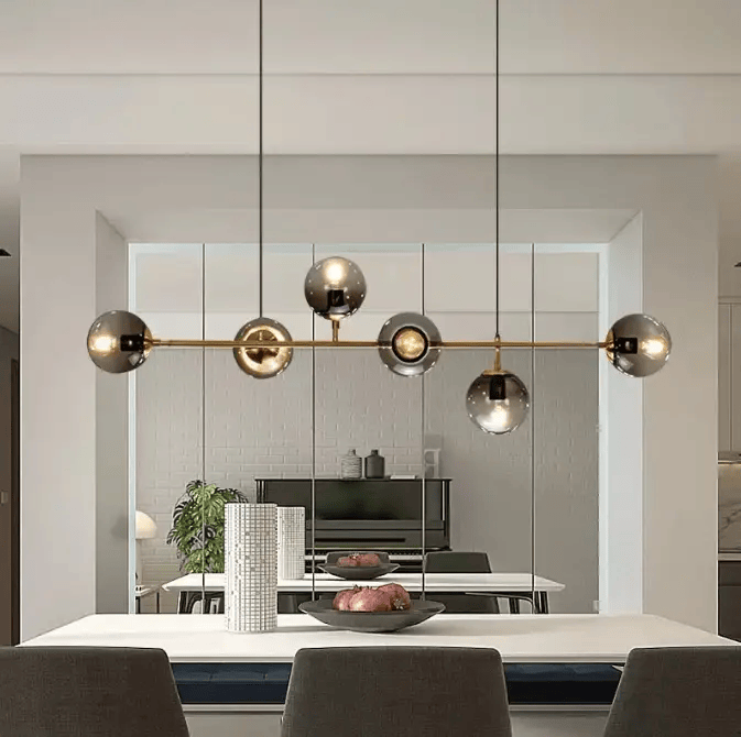Modern Hanging Lamp Ceiling Light Roung Grey Glass Lampshade – view 3