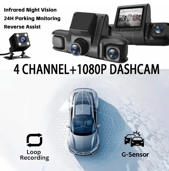 Four-record Driving Recorder Dash Cam Four Channel Video – view 3