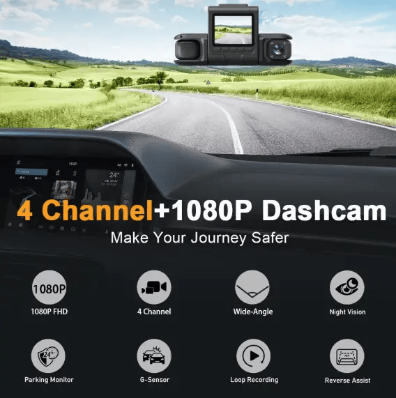 Four-record Driving Recorder Dash Cam Four Channel Video – view 8