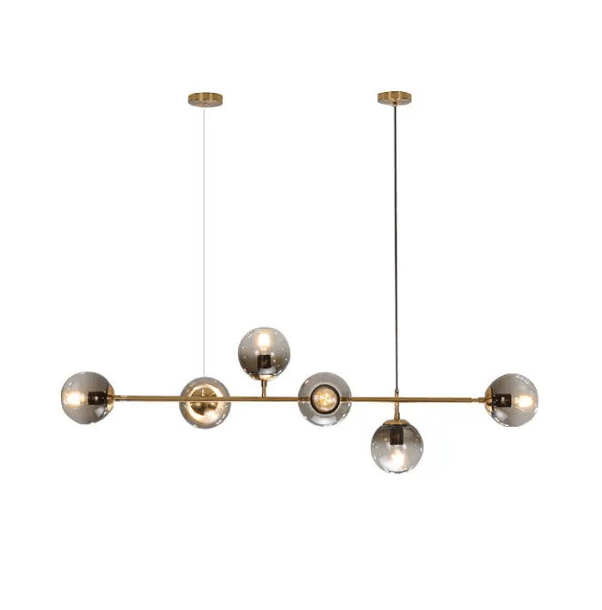 Modern Hanging Lamp Ceiling Light Roung Grey Glass Lampshade – view 1