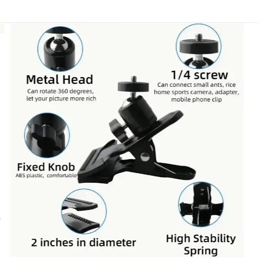 salelink.co.nz Unbranded 2PCS Spring Clamp Mount with 360-Degree Rotating Spring Clamp Mount 360 Rotating Ball Head 2 Pack