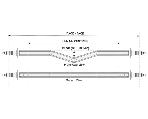 Trojan Gull Wing Axle Multi Hub 3000kg Galvanised Trailer Axle For Outdoor Use Heavy Duty – view 2