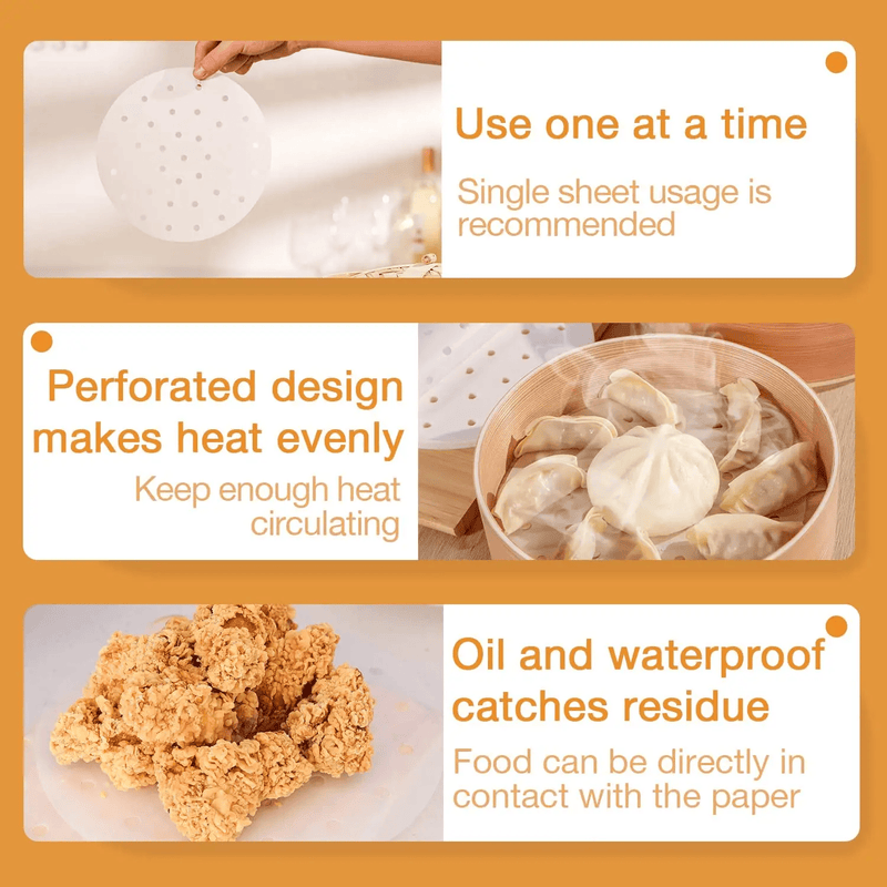 salelink.co.nz Unbranded 200pcs Air Fryer Liners Perforated Parchment Paper 200 Pack Perforated Air Fryer Parchment Liners