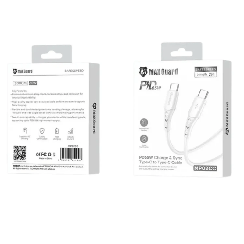 9eight5 Accessories Maxguard 2m 65W Type-C to C Cable MP02CC MaxGuard 2M 65W USB C To USB C Cable MP02CC