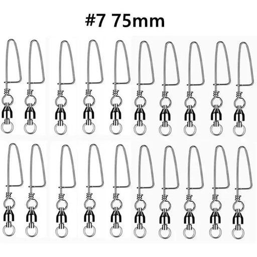 #7 20PCS Ball Bearing Fishing Swivels Snap Coastlock Fishing Line Connector – view 2