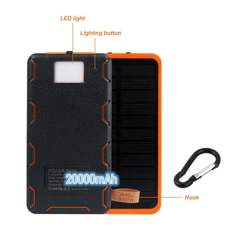 20000mAh Solar Power Bank Dual USB Emergency Charger Outdoor Portable – view 8