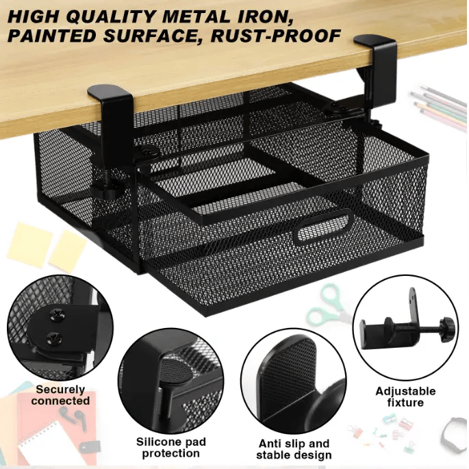 salelink.co.nz Unbranded Metal Under Desk Drawer Organizer Metal Under Desk Drawer Organizer | Action Outdoors NZ