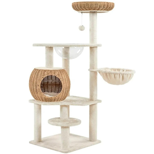 Yaheetech 54″ Tall Rattan Cat Tree Cat Tower 54″ Tall Rattan Cat Tree Cat Tower