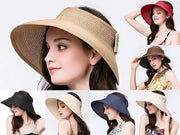 BLACK Foldable Roll Up Sun Beach Straw Visor Hat Summer Kid Wide Brim Cap – view 1