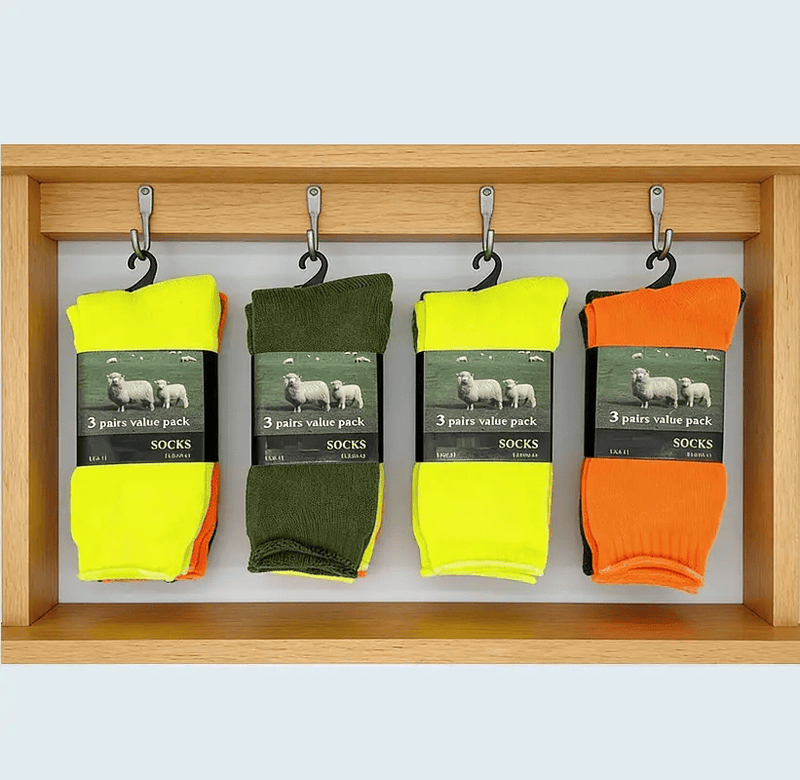 (12 Pairs) High Visible Safety Work Socks Cushioned Socks – view 2