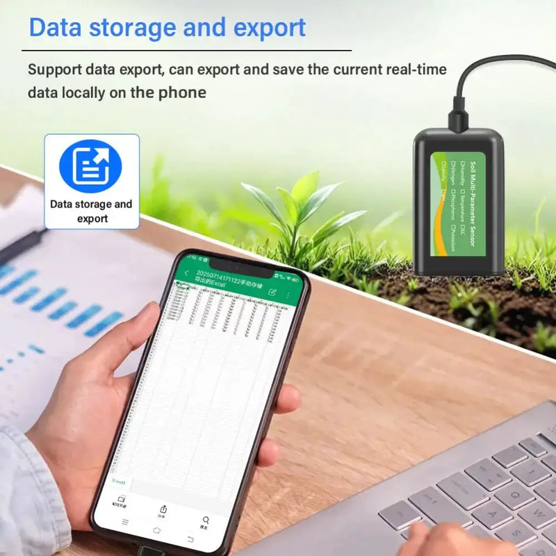 8-in-1 Soil Sensor for pH, EC, Moisture, Temp & NPK Testing – view 3