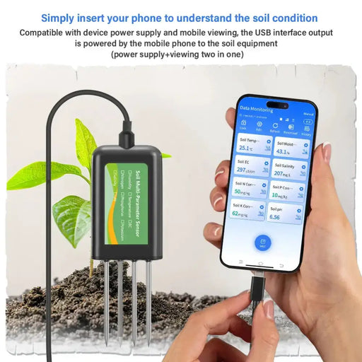 8-in-1 Soil Sensor for pH, EC, Moisture, Temp & NPK Testing – view 2