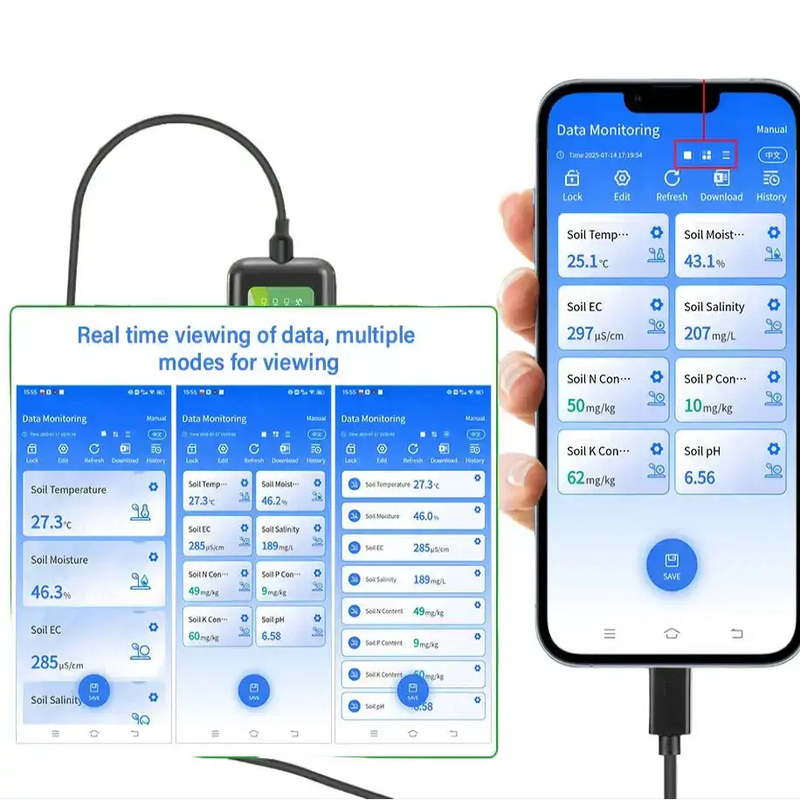 8-in-1 Soil Sensor for pH, EC, Moisture, Temp & NPK Testing – view 4