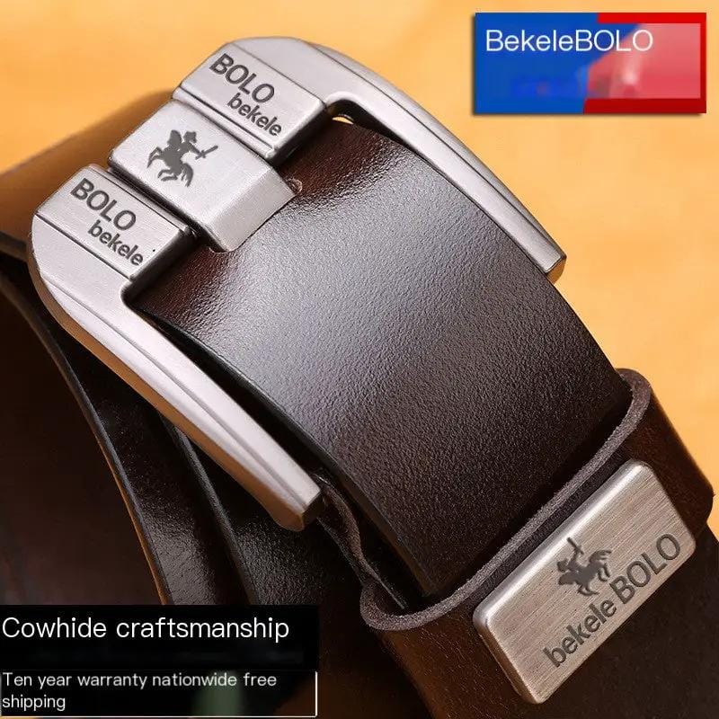 BekeleBOLO Genuine Cowhide Leather Belt — Split-Bar Alloy Buckle | Men's – view 3