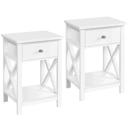 Pack of 2 Improved Quality Wood X Shape Bedside End Table Storage Cabinet Night Stand – view 1