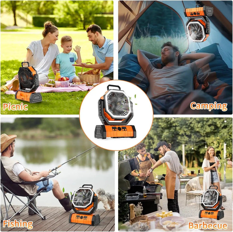 salelink.co.nz Unbranded Camping Fan with LED Lantern Camping Fan with LED Lantern | Action Outdoors NZ