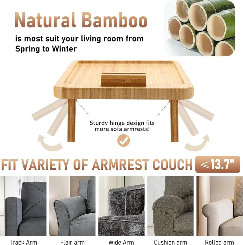 Bamboo Sofa Couch Clip on Side Table Arm Tray – view 4