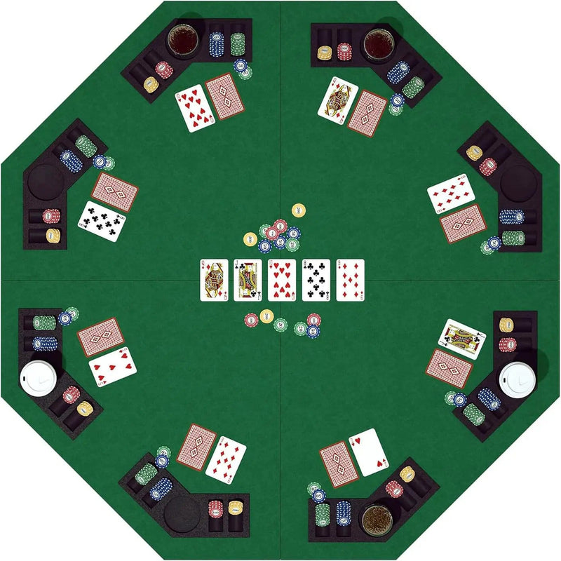 48 Inch Foldable Poker Table Top for 8 Players Chips Tray & Cup Holders Texas – view 1
