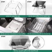 Folding BBQ Campfire Grill Barbeque Portable Camping Grill – view 5