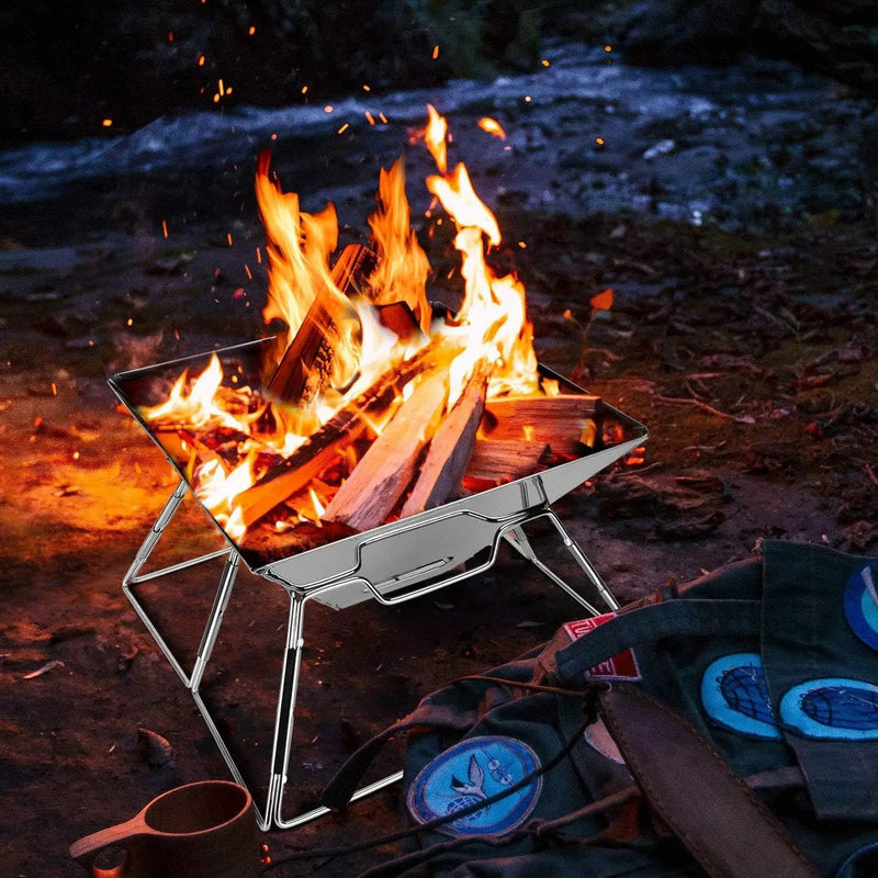 Folding BBQ Campfire Grill Barbeque Portable Camping Grill – view 6
