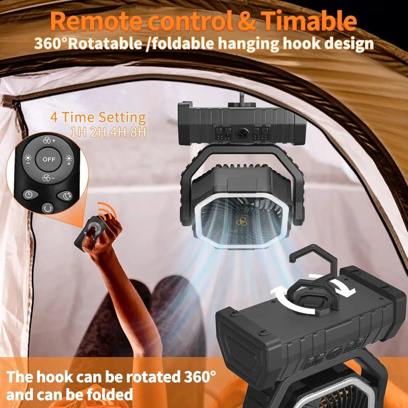 Portable Tent Camping Fan Desk Fan LED Lantern – view 5