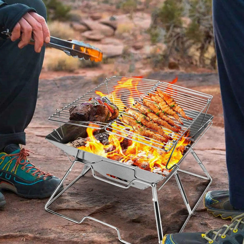 Folding BBQ Campfire Grill Barbeque Portable Camping Grill – view 8