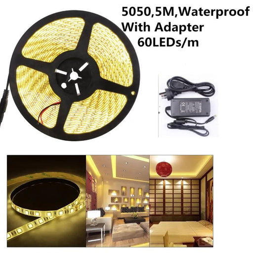 5M Warm White 5050 12V Led Strip Light with Power Adapter – view 2