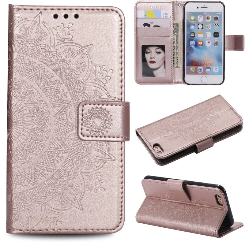 Rose Gold iPhone 7 8 Plus Wallet Case With Card Slots Kickstand – view 1
