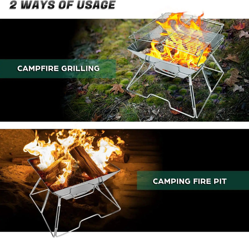 Folding BBQ Campfire Grill Barbeque Portable Camping Grill – view 7