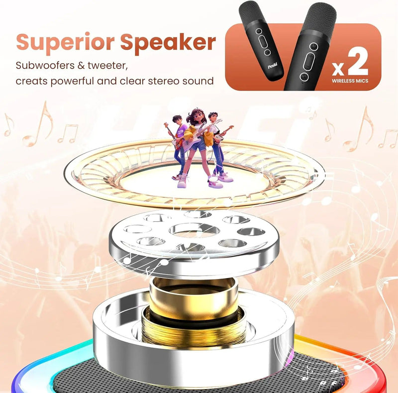 Bluetooth Singing Speaker Karaoke Player with 2 Wireless Microphones – view 5