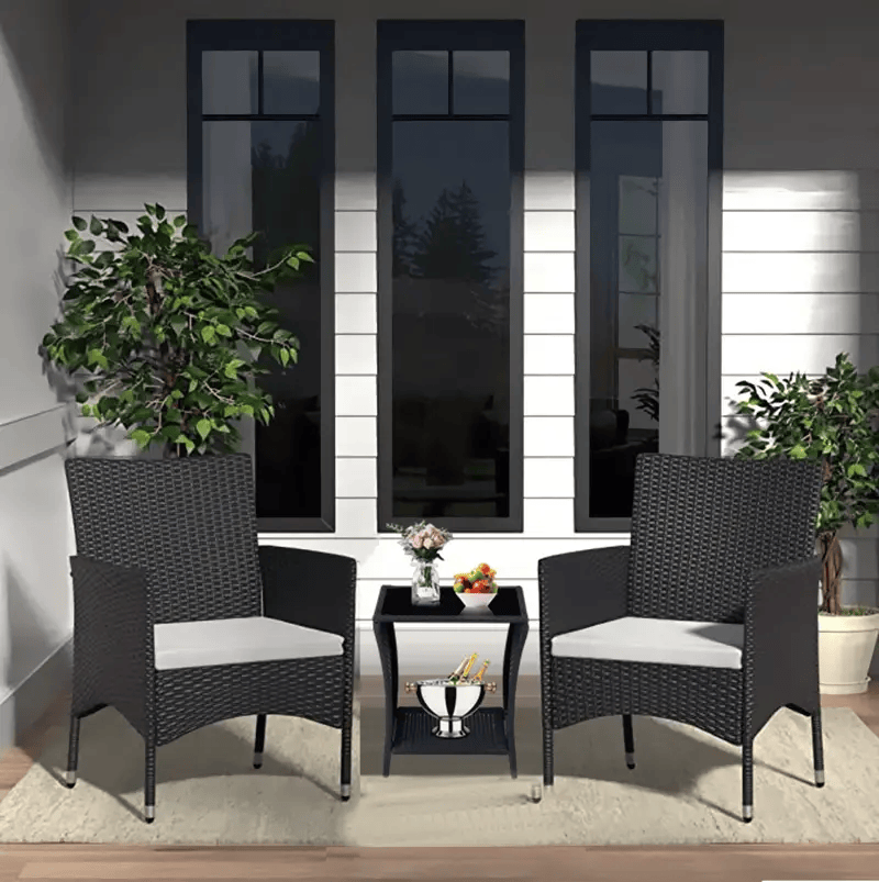 PE/PVC Rattan Patio Chairs & Round Table 3PC Set – view 3