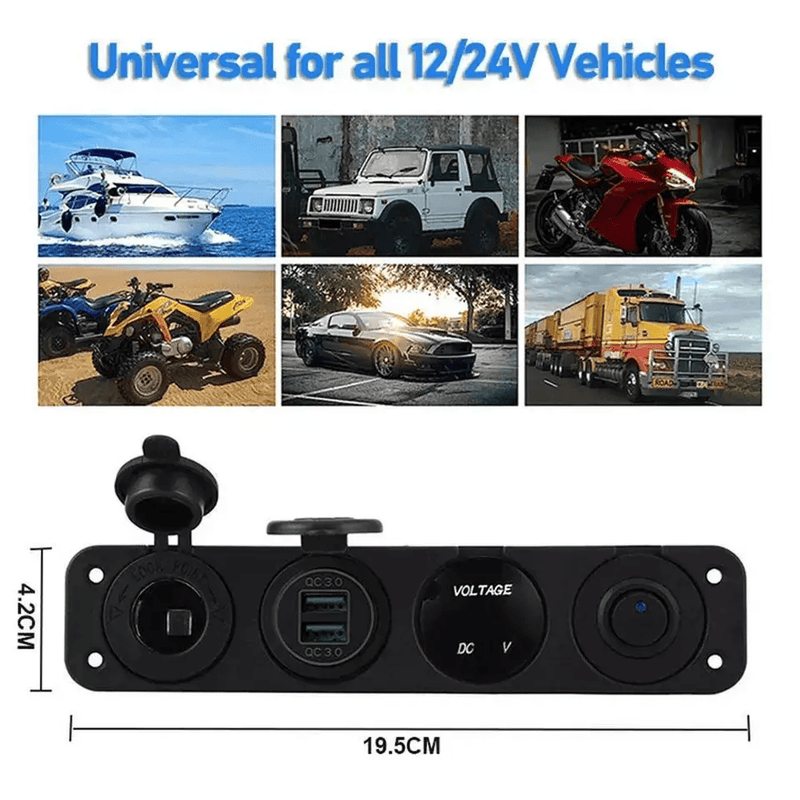 4 in 1 Charger Outlet Socket Panel QC Dua 12V USB Power Outlet Car Switch – view 4