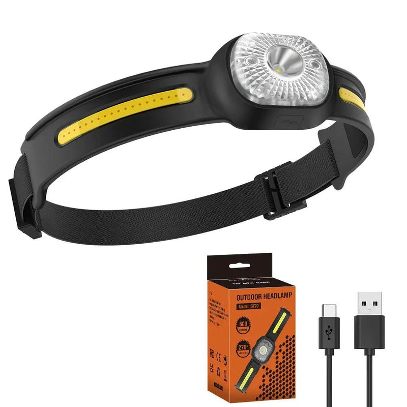 BROUIT COB LED Headlamp Sensor Head Light Rechargeable Flashlight For Emergency – view 1