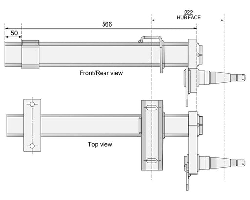 Trojan Duratorque Half Beam Right Axle 1000kg Per Pair Heavy Duty Trailer Suspension For Haulers – view 2