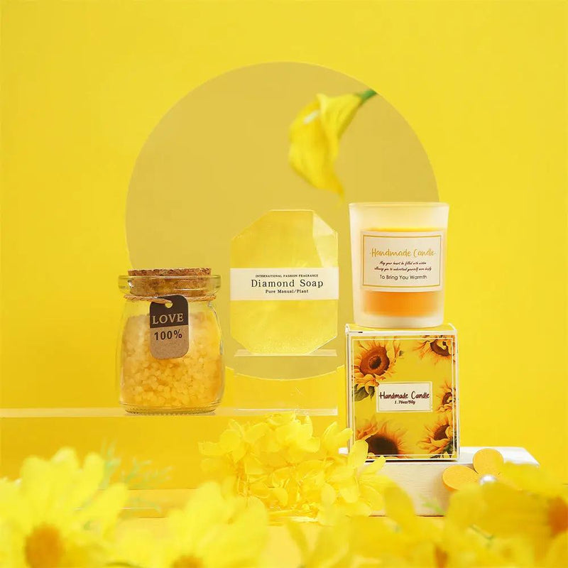 Poppy Gifts Aroma Sunflower Candle Bath Gift Box Aroma Sunflower Candle Bath Gift Box
