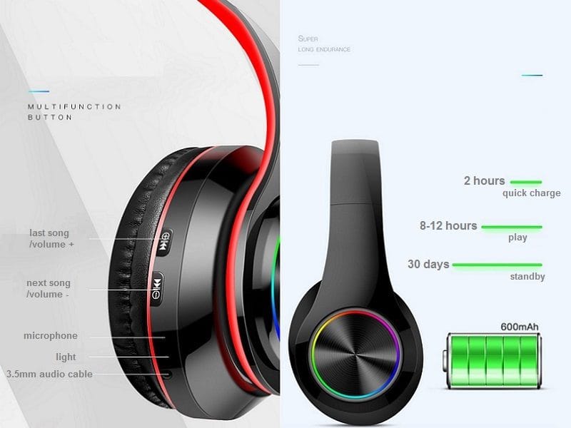dealonline.co.nz dealonlinenz BLACK- Wireless bluetooth Headset Headphones Foldable Stereo Earphones LED Super BLACK- Wireless bluetooth Headset Headphones Foldable Stereo Earphones LED Super