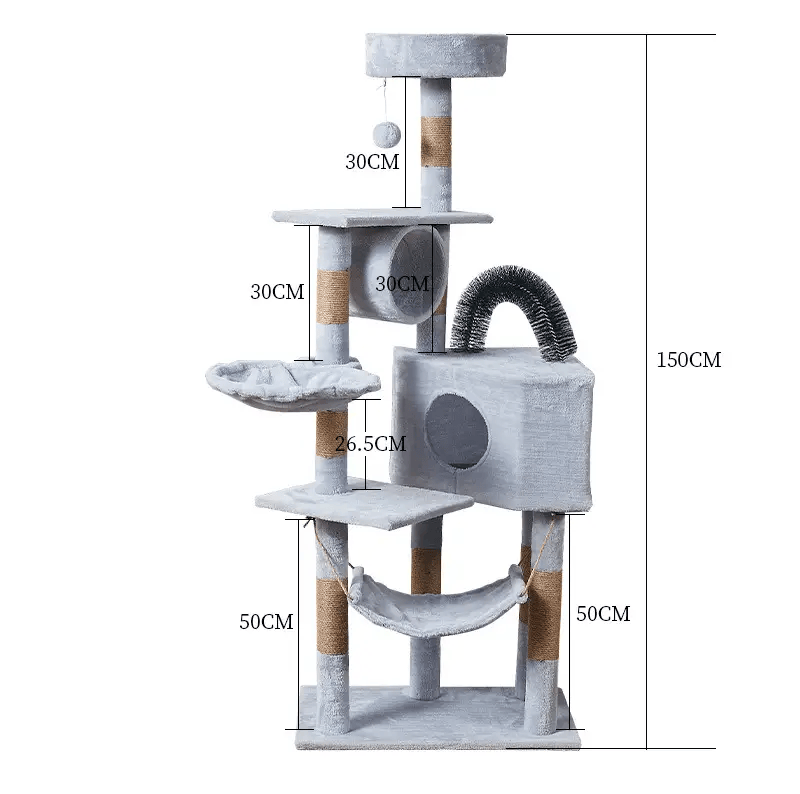 Cat Tree Scratching Post with Mouse 150CM - Light Grey – view 1