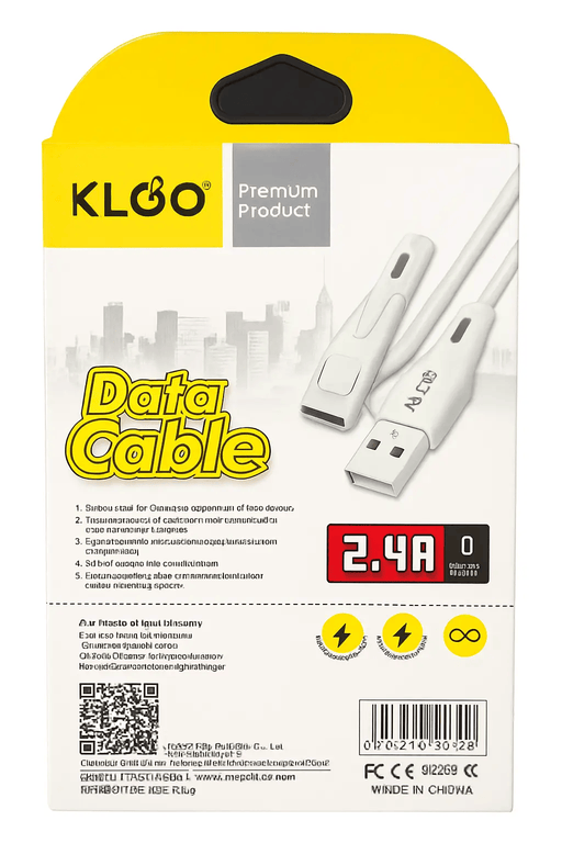 Nest And Stem Homewares Frankly Cotton KLGO White USB Cable 3m Fast Charge – view 2