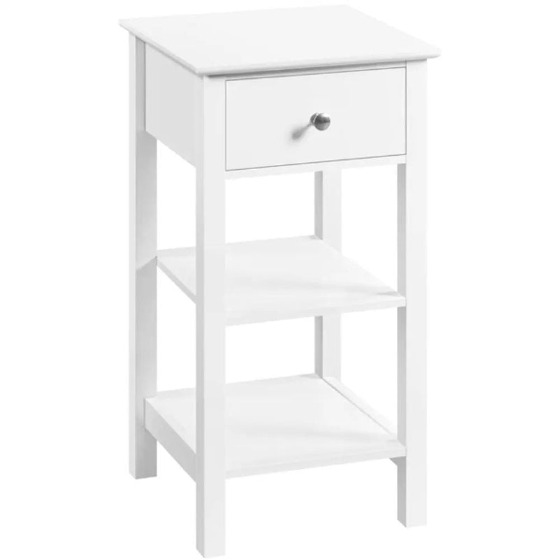 Yaheetech Narrow Bedside Table Nightstand with 1 Drawer 2 Shelves Narrow Bedside Table Nightstand with 1 Drawer 2 Shelves