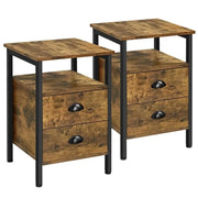 Yaheetech 1 Pair Side Table with 2 Drawers 1 Pair Side Table with 2 Drawers