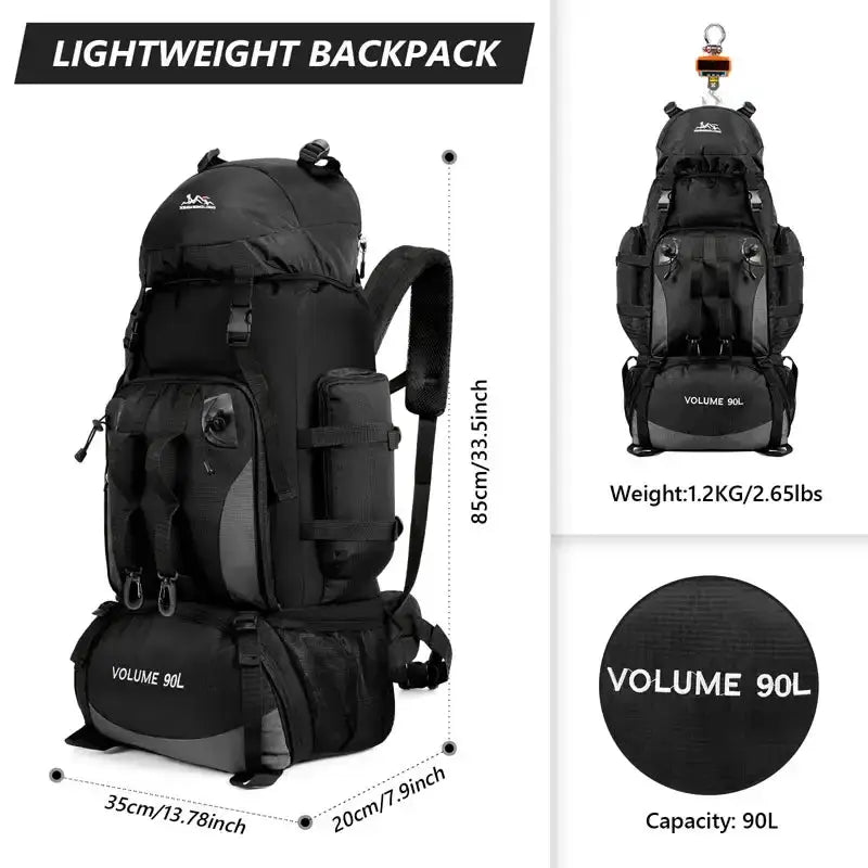 90L Waterproof Hiking & Camping Backpack (various colours available) – view 7
