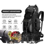 90L Waterproof Hiking & Camping Backpack (various colours available) – view 10