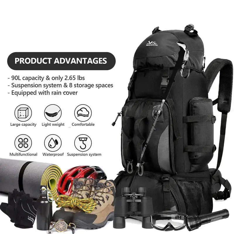 90L Waterproof Hiking & Camping Backpack (various colours available) – view 10