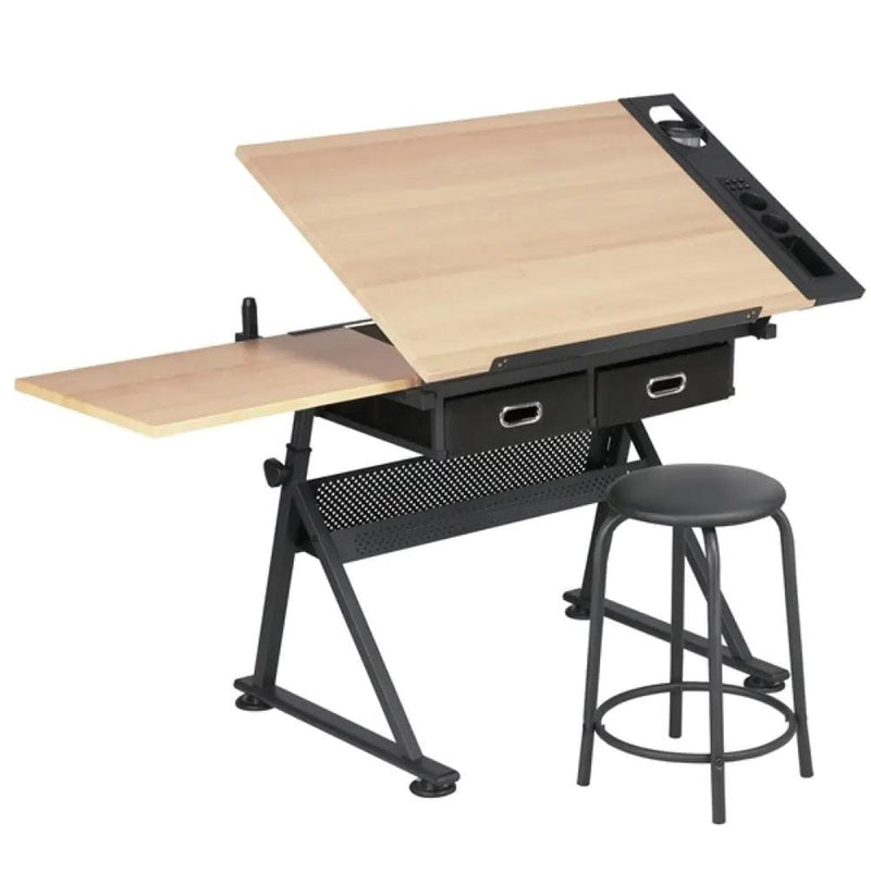 Drafting Table & Stool Set with Adjustable Table Angles & Heights All-in-One – view 1