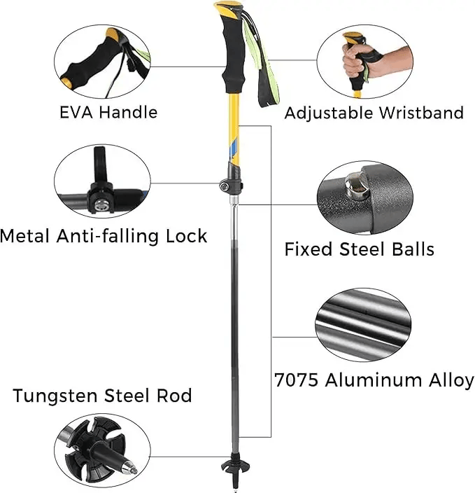 ECOTREK Hiking Pole 7075 Aluminium Trekking Poles with Quick Lock System LBDS4013 7075 Aluminium Trekking Poles with Quick Lock System LBDS4013