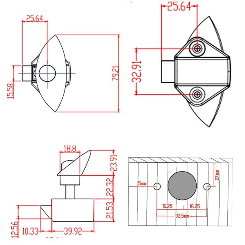 Handle Caravan RV Cupboard/Drawer Zinc Alloy Push Lock Latch Knob – view 3