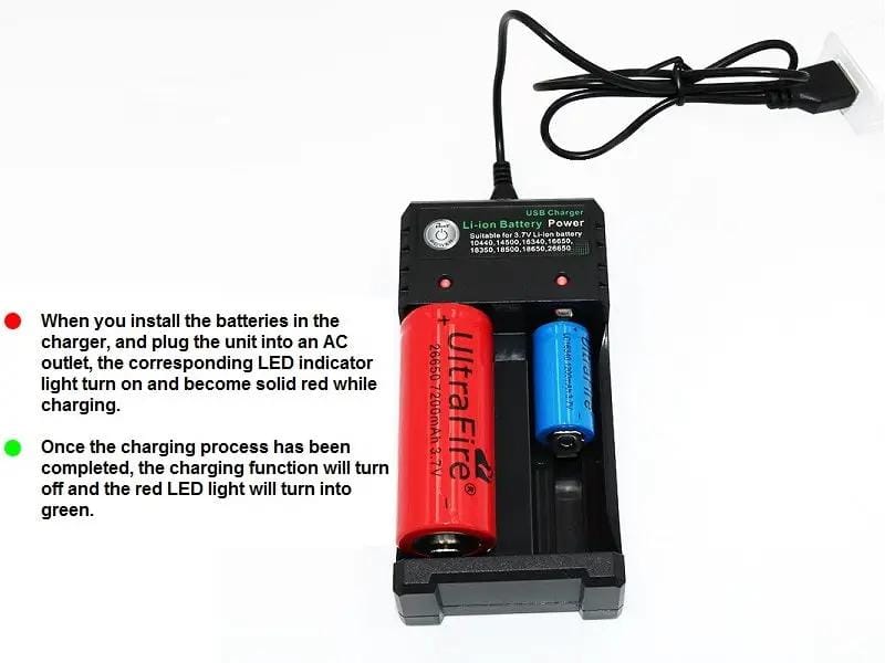 dealonline.co.nz dealonlinenz USB Charger for 18650 Rechargeable Battery 2 Slot USB Charger For 18650 Batteries, 2 Slots
