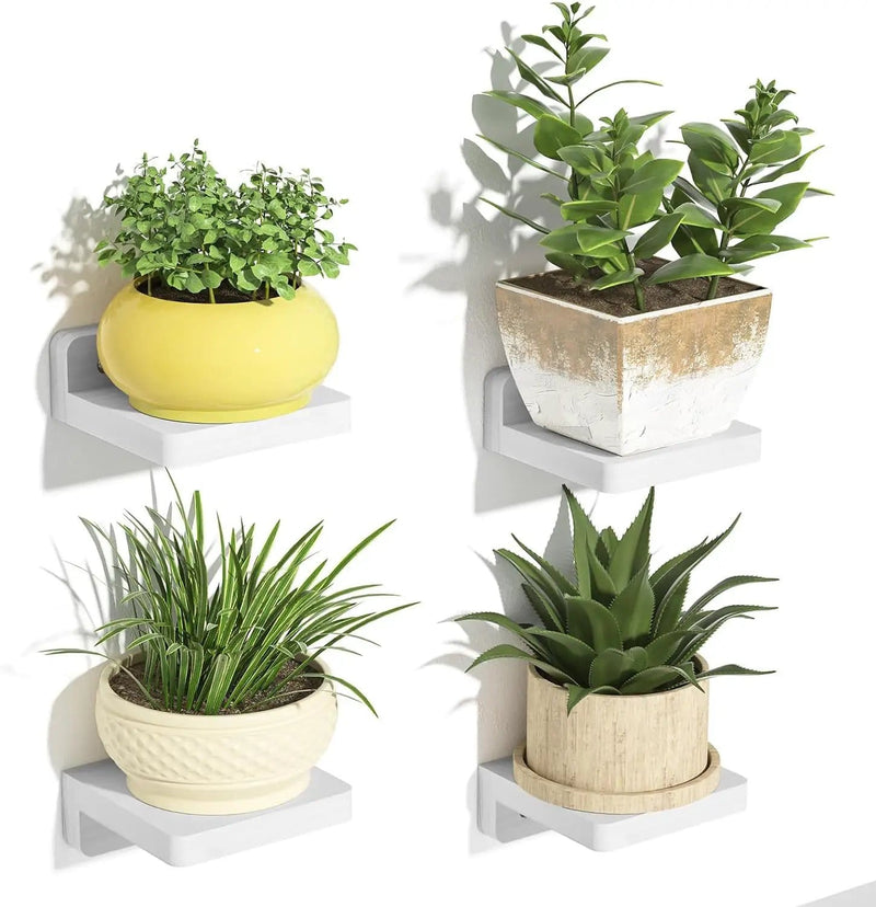 Mini Floating Shelves Wall Mounted Set of 4 White – view 1
