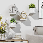 Mini Floating Shelves Wall Mounted Set of 4 White – view 3